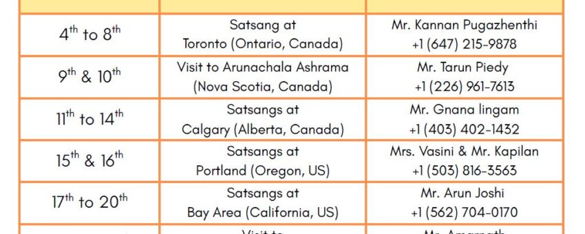 Swamiji’s Canada & U.S Satsangh Tour – 2025