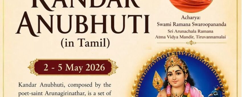 Talks on ‘Kandar Anubhuti’ @Chennai from 2nd to 5th May, 2026